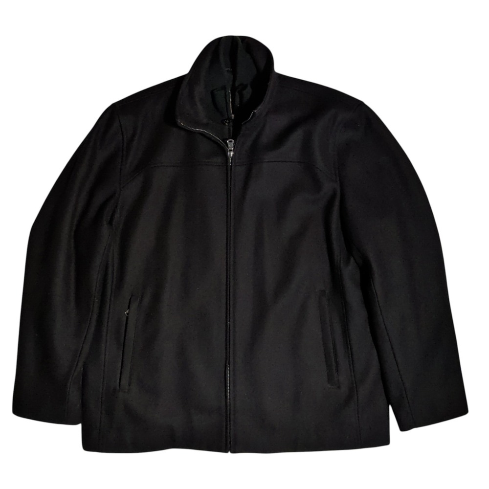 Calvin Klein Wool Jacket Mens Size L Quilted Lined Zip Up Coat Preppy Formal